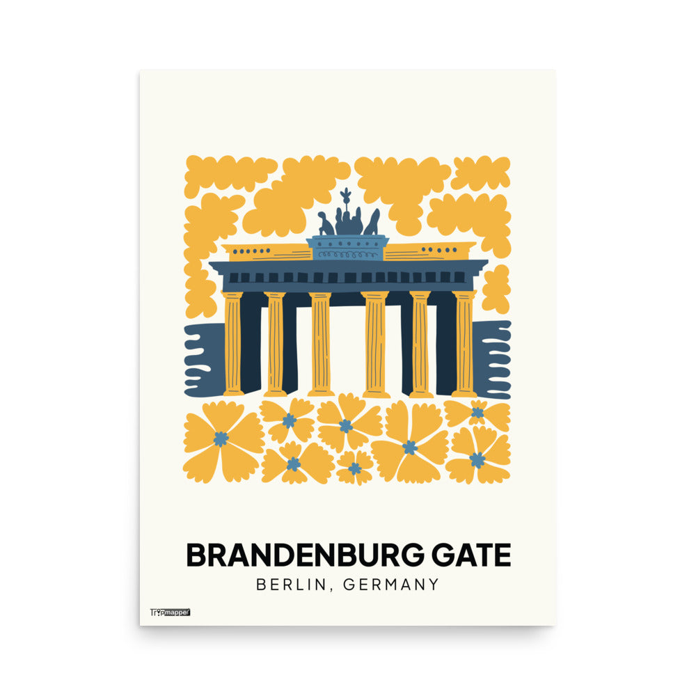 Illustrated art print of Brandenburg Gate Berlin in bold colours