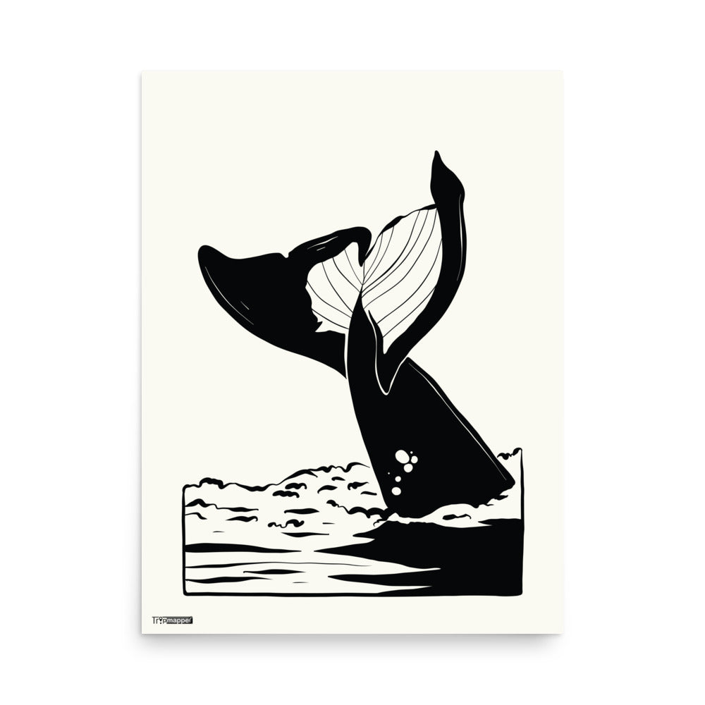 Minimal whale art print for modern interiors
