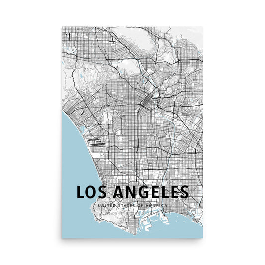 City map art print styled on a modern living room wall