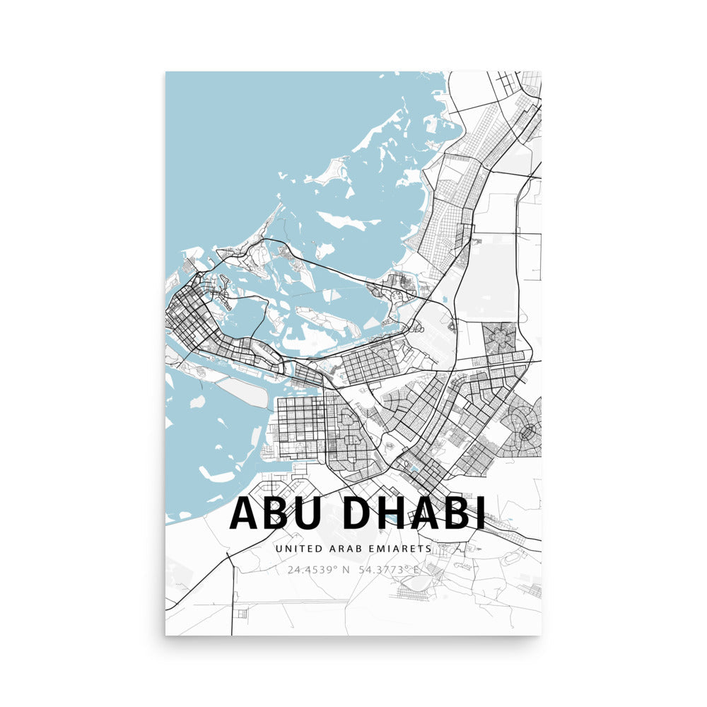 Abu Dhabi map art print — premium wall art gift idea