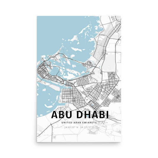 Abu Dhabi map art print — premium wall art gift idea