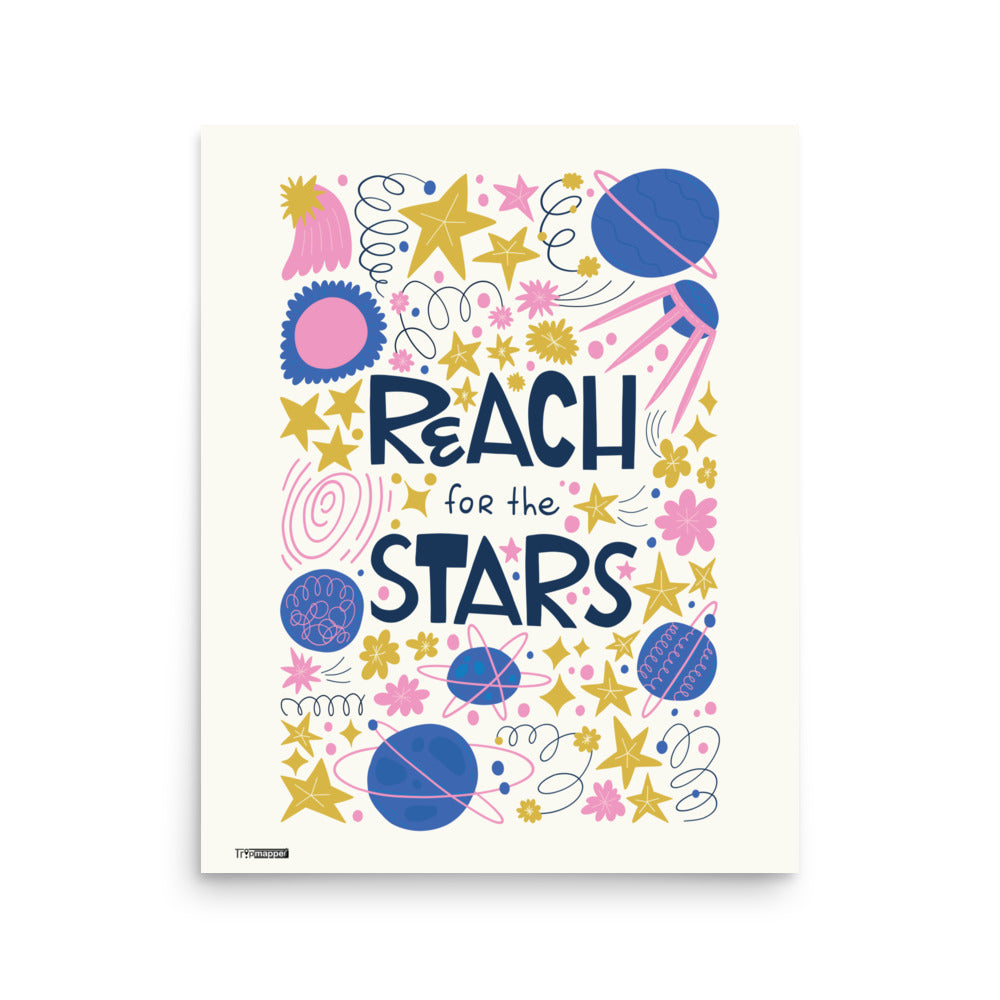 Minimal stars celestial art print for modern interior walls — 16×20